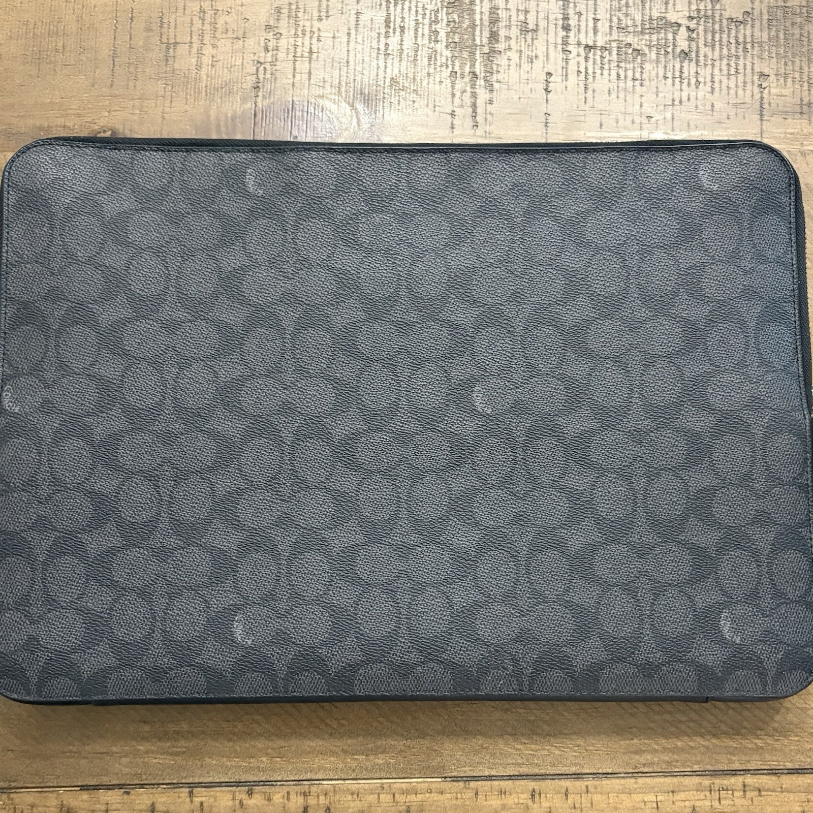 Coach Laptop Case Signature Canvas Charcoal/Black 14x10 Tech Case CW378
