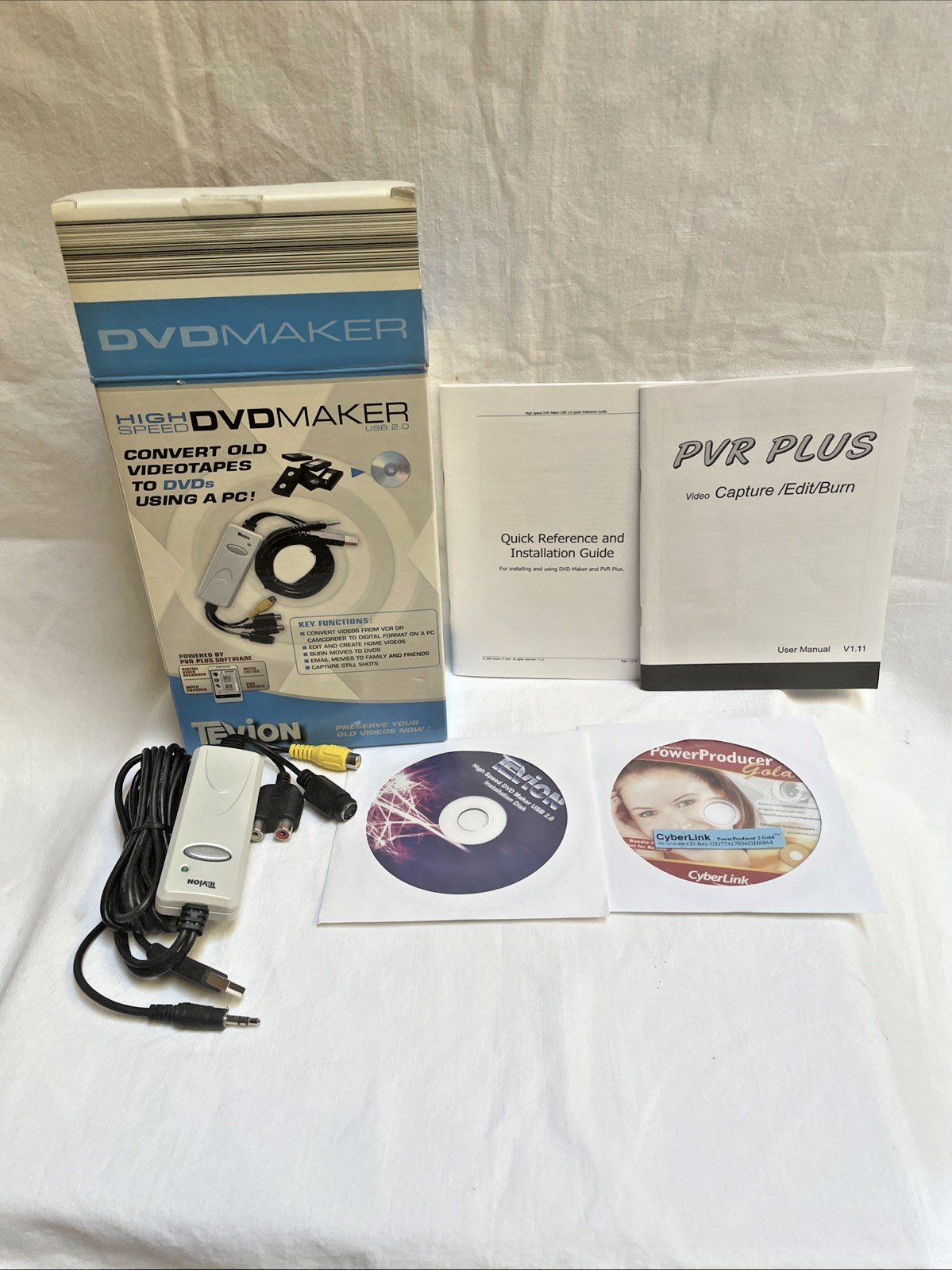 TEVION HIGH SPEED DVD MAKER ~ CONVERT VHS TAPES TO DVD USING A PC ~ USB 2.0 NEW