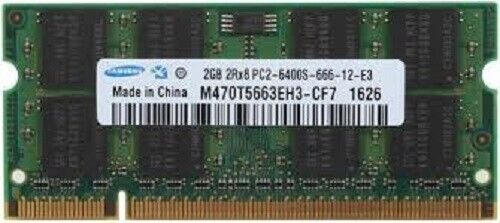 Samsung 2GB 2Rx8 PC2-6400S-666-12-E3 DDR2 RAM 200 PIN SO DIMM M470T5663EH3-CF7