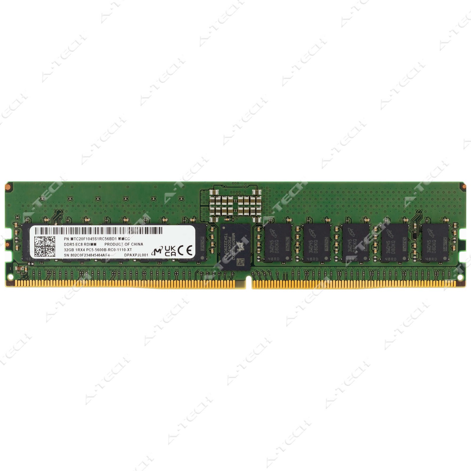 Micron 32GB DDR5-5600 PC5-44800 EC8 RDIMM Server Memory RAM MTC20F1045S1RC56BD1