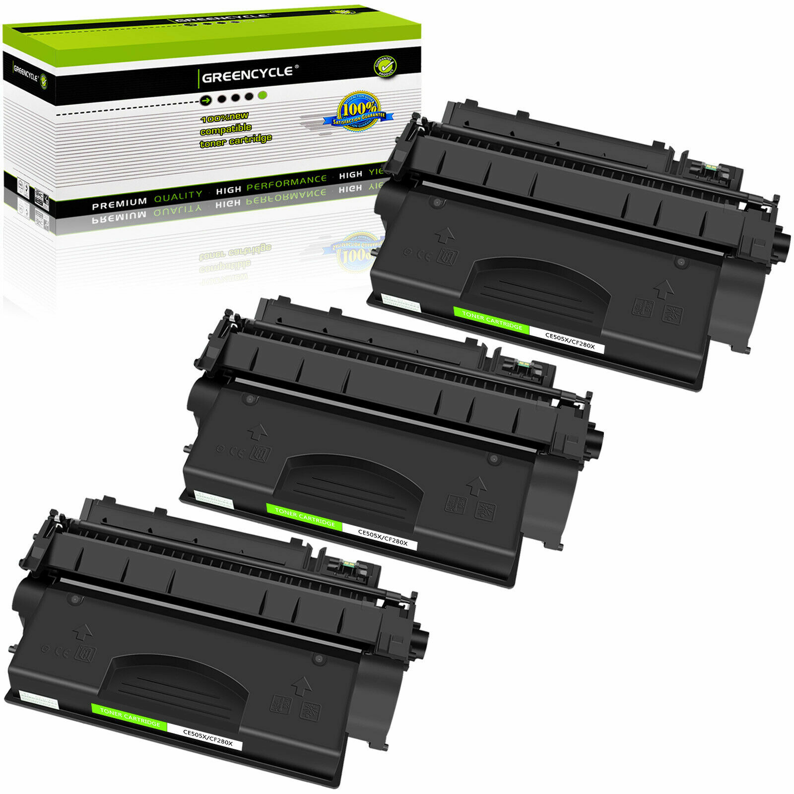 3PK CE505X BK Toner Cartridge Fits For HP LaserJet P2050 P2055 P2055n Hign Yield