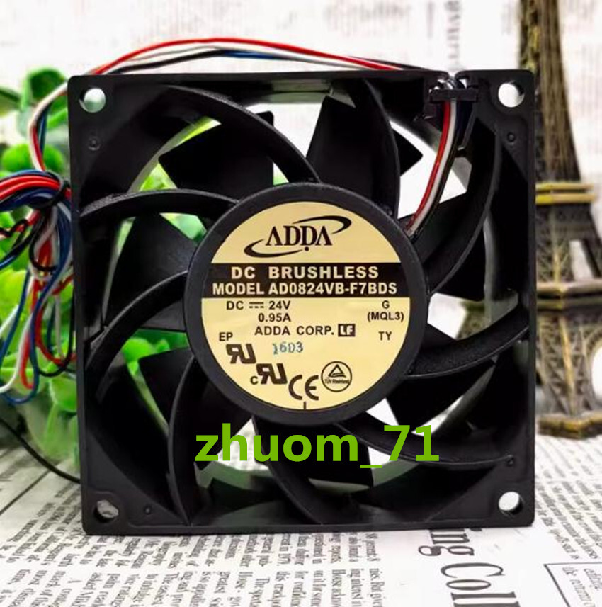 1PC ADDA AD0824VB-F7BDS 8038 24V 0.95A 4-Pin 8cm cooling fan