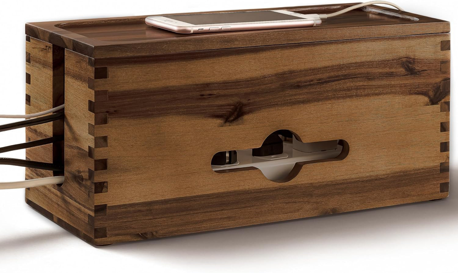 Acacia Large Cable Management Box - 15" L Cord Box Hider, Power Strip Box for Of