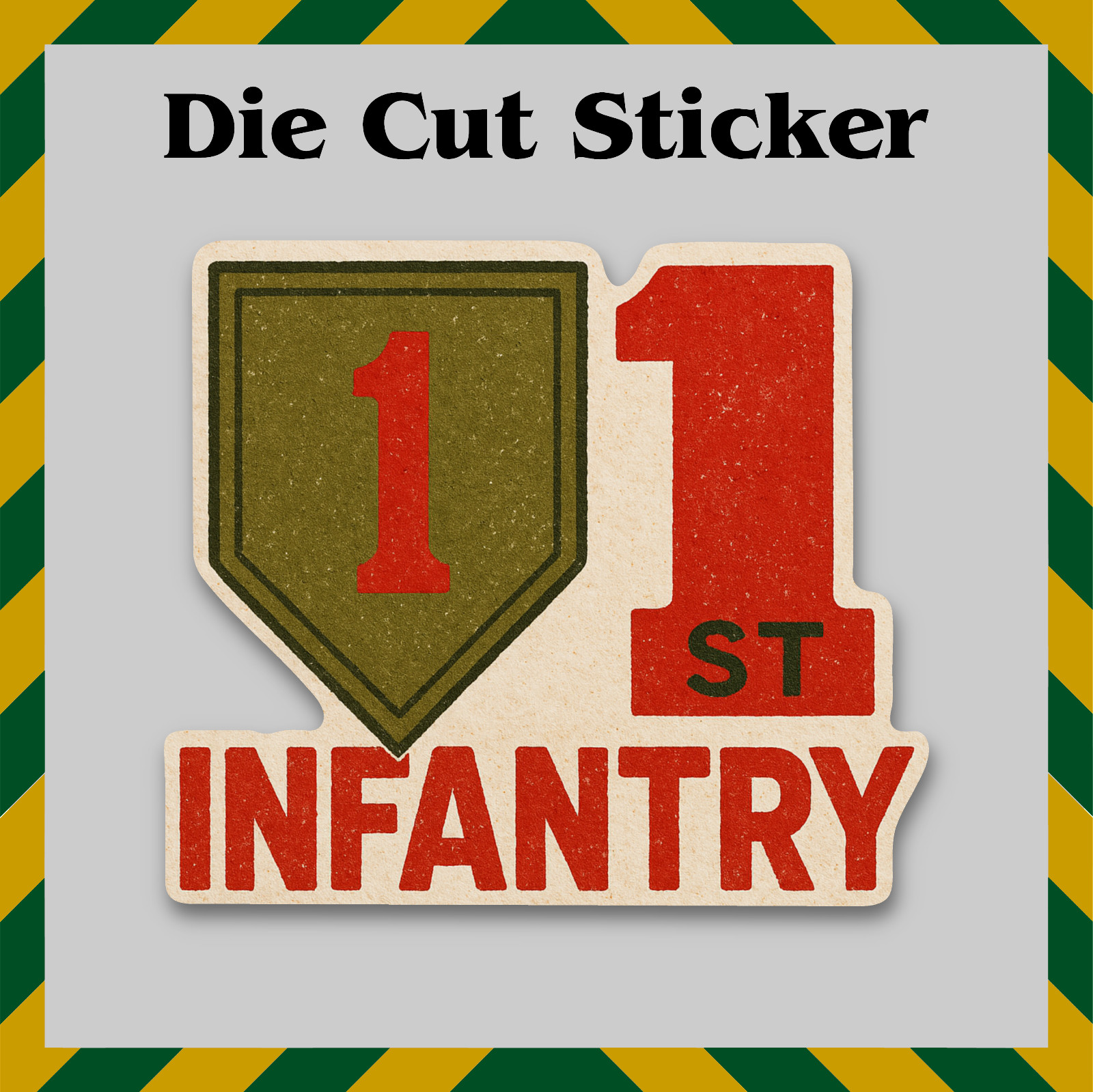 1st Infantry Division Sticker, Vintage Style Waterproof Vinyl Decal, Big Red 1
