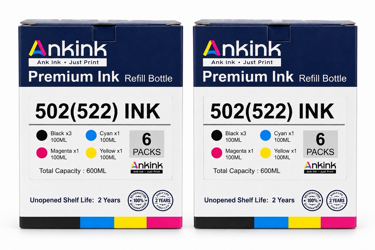 LOT OF 2 - Ankink  502 (522) Ink Refill Bottles 6 Packs New Exp. 9/27
