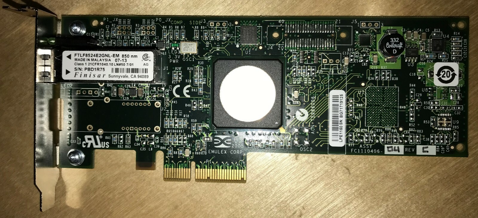 HP SP#397739-001 4GB SP PCIe HBA Emulex FC1120005-04C