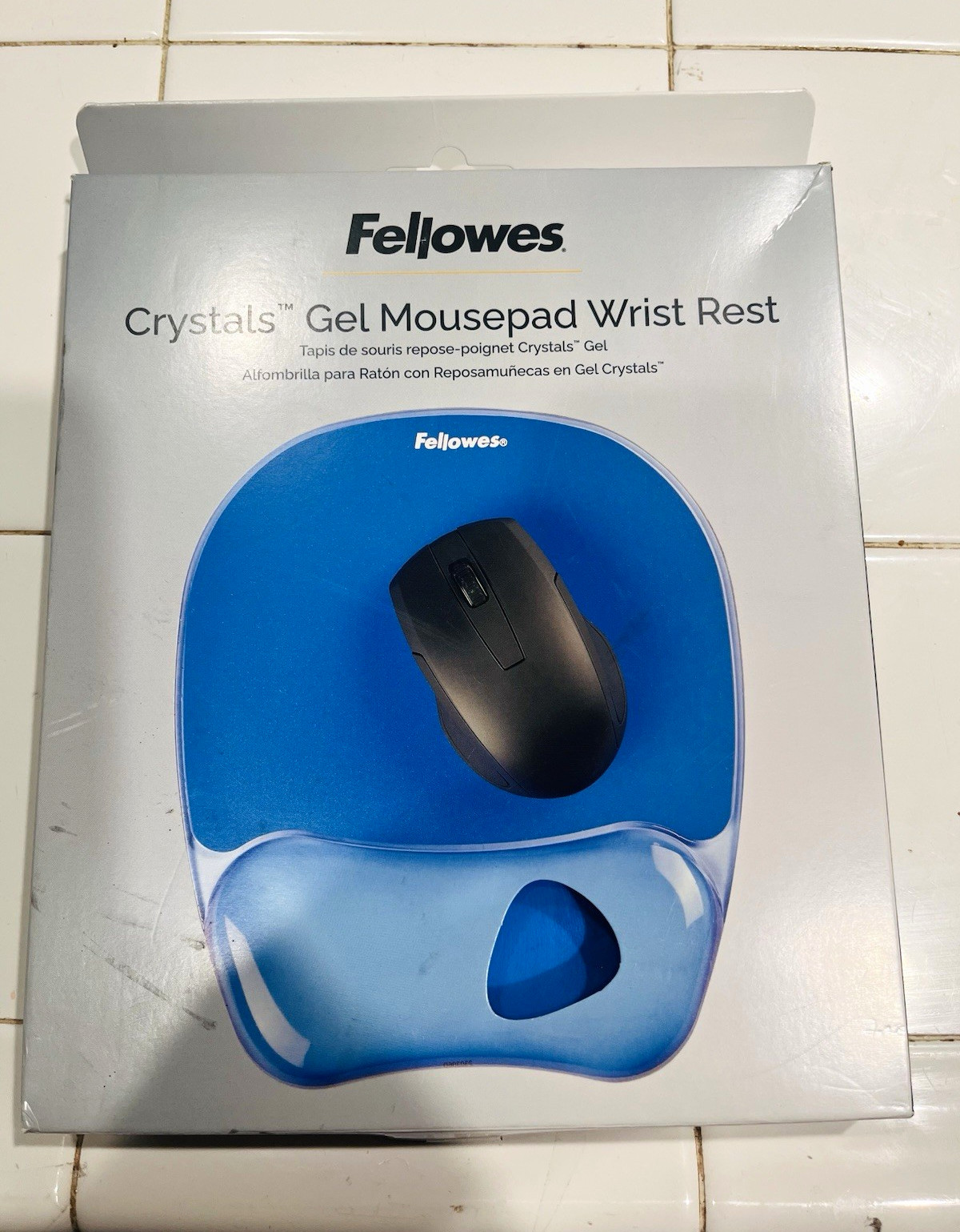 Fellowes Crystals Gel Mouse Pad with Wrist Rest, Blue, CRC91141