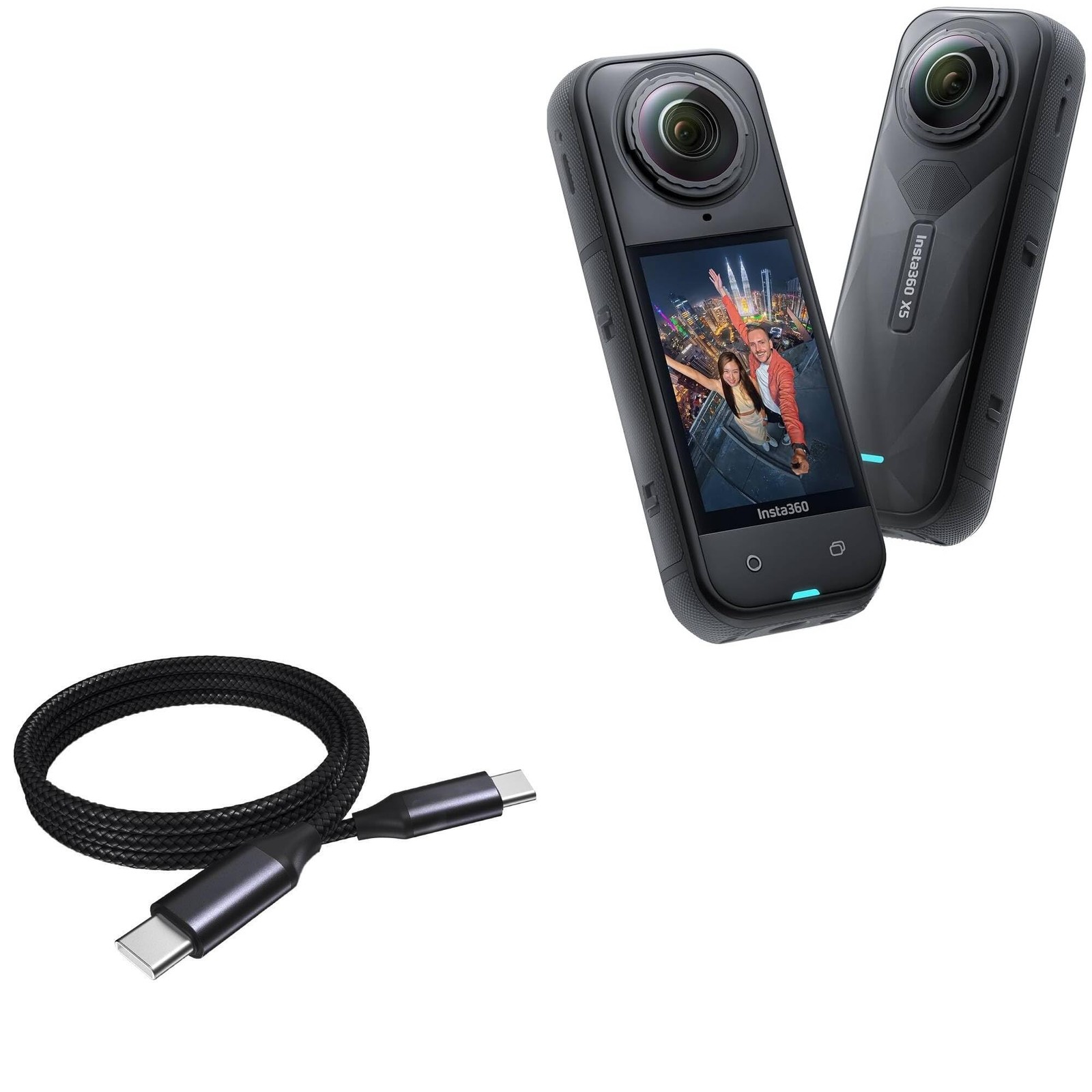 BoxWave Cable Compatible with Insta360 X5 - DirectSync PD 3 feet, Jet Black
