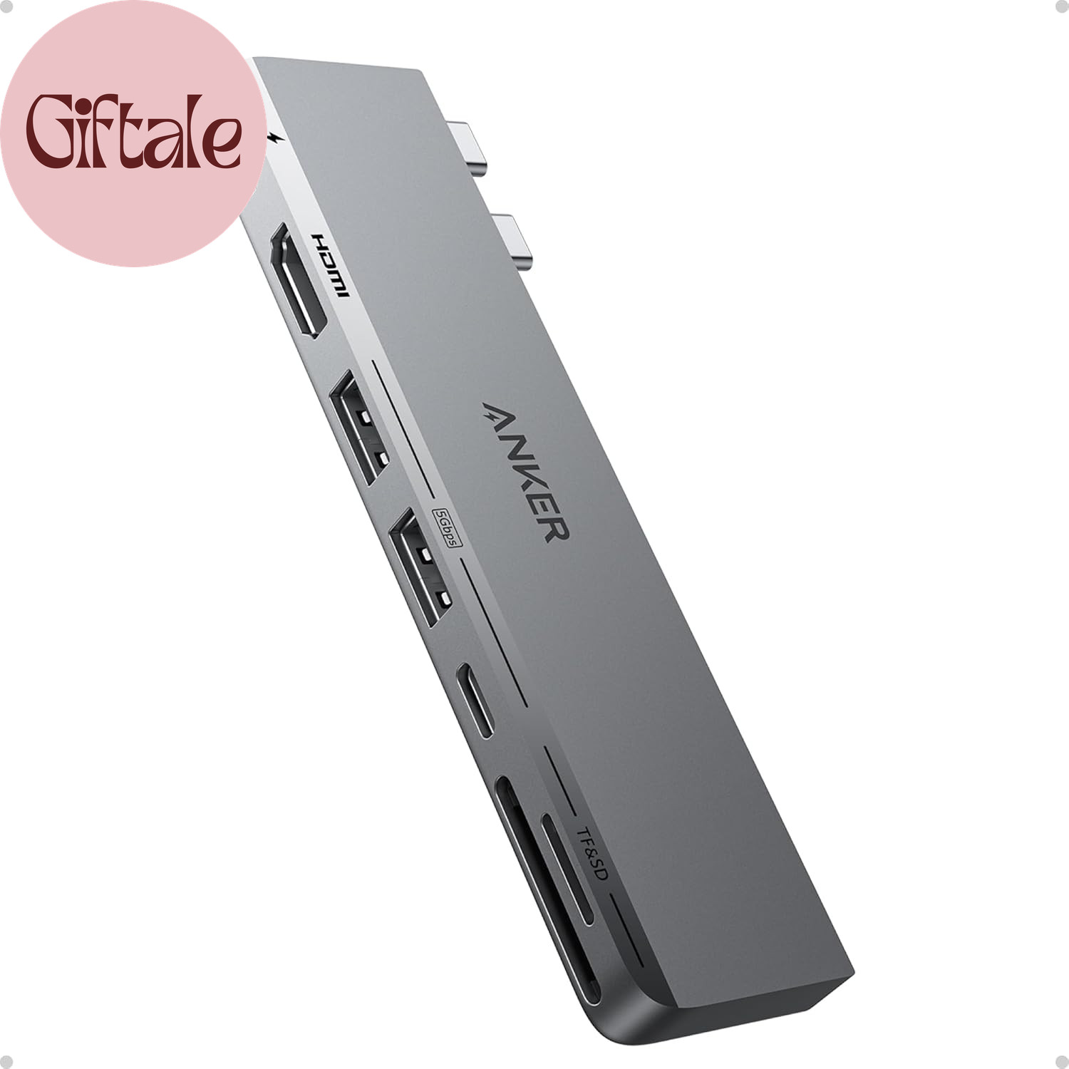 USB C Hub for Macbook, 7-In-2 Mac Dock with 4K@60Hz HDMI, Compatible with Thunde