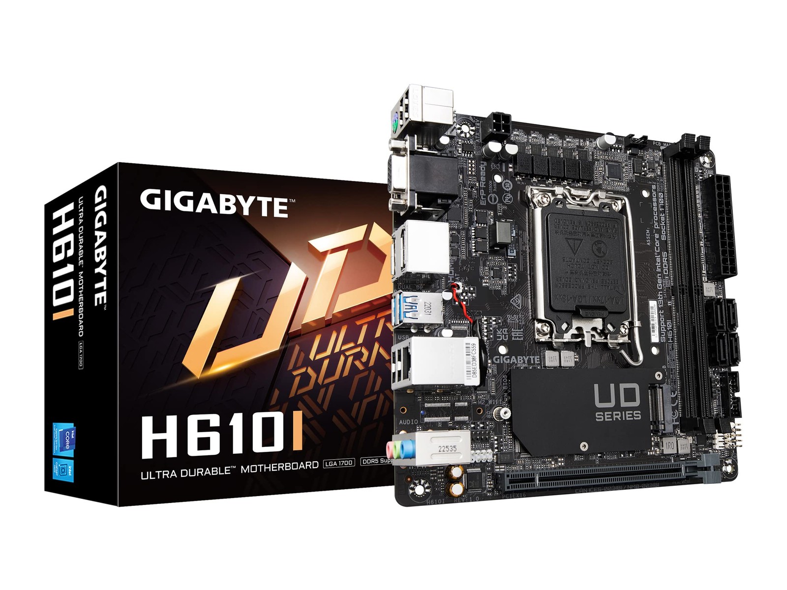 GIGABYTE H610I - H610/ Intel/LGA 1700/ Mini-ITX/ DDR5/ Single M.2/ PCIe 4.0/ USB