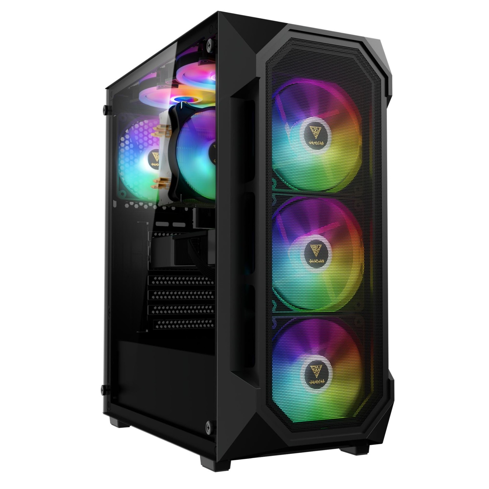 GAMDIAS ATX Mid Tower Gaming Computer PC Case Tempered Glass, Built-in 4X 120...