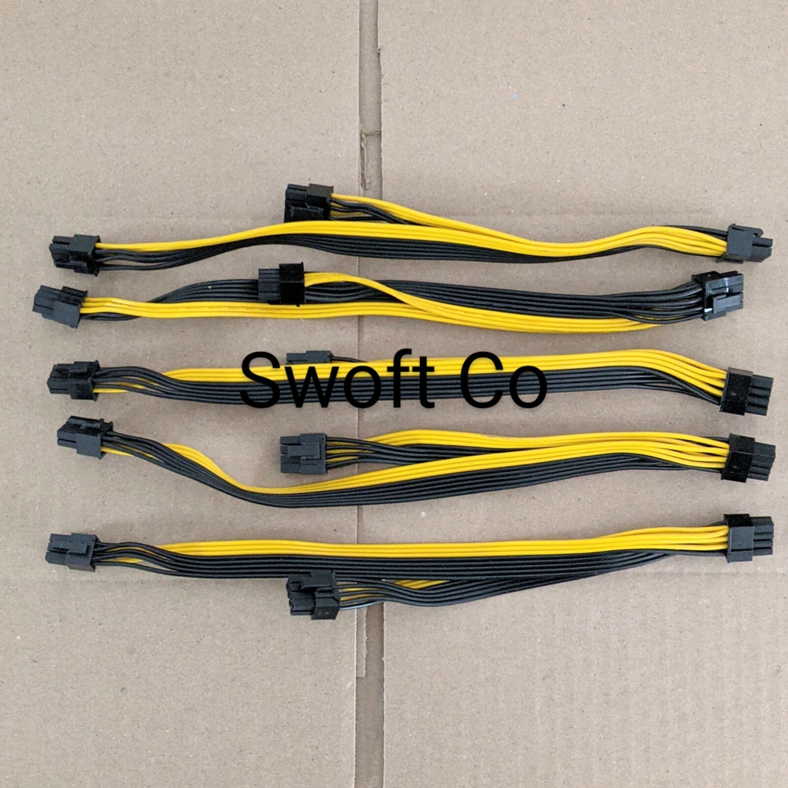 6 pin to Dual 8 pin PCI-E Power Cable Splitter 18 AWG | Male to Male | 5x Pack