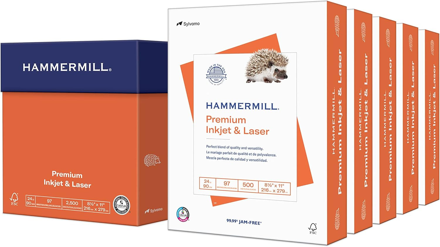 Printer Paper, Premium Inkjet & Laser Paper 24 Lb, 8.5 X 11-5 Ream (2,500 Sheets