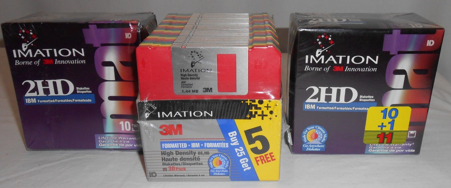 IBM PC Imation 2HD IBM 25 + 5 +2 10 Packs Rainbow Color Diskettes 1.44 MB SEALED
