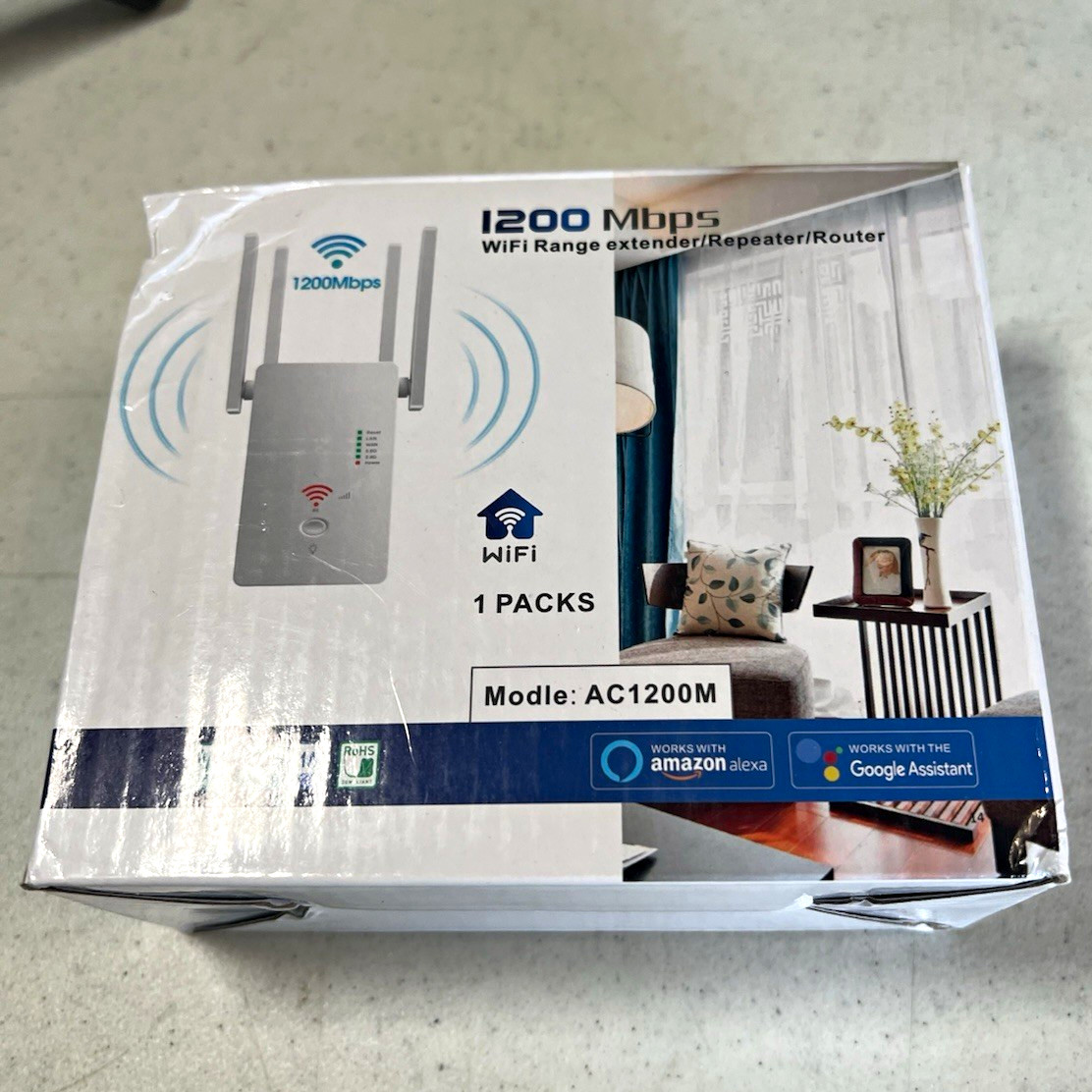 AC1200M 1200Mbps Dual-Band WiFi Range Extender Repeater Router WPS White