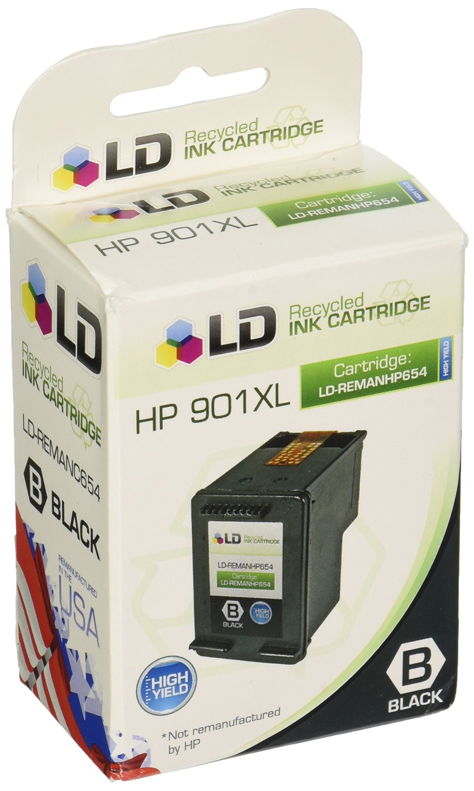 LD Replacement Replacement Ink Cartridges for HP CC654AN HP 901XL HY Black 3pk