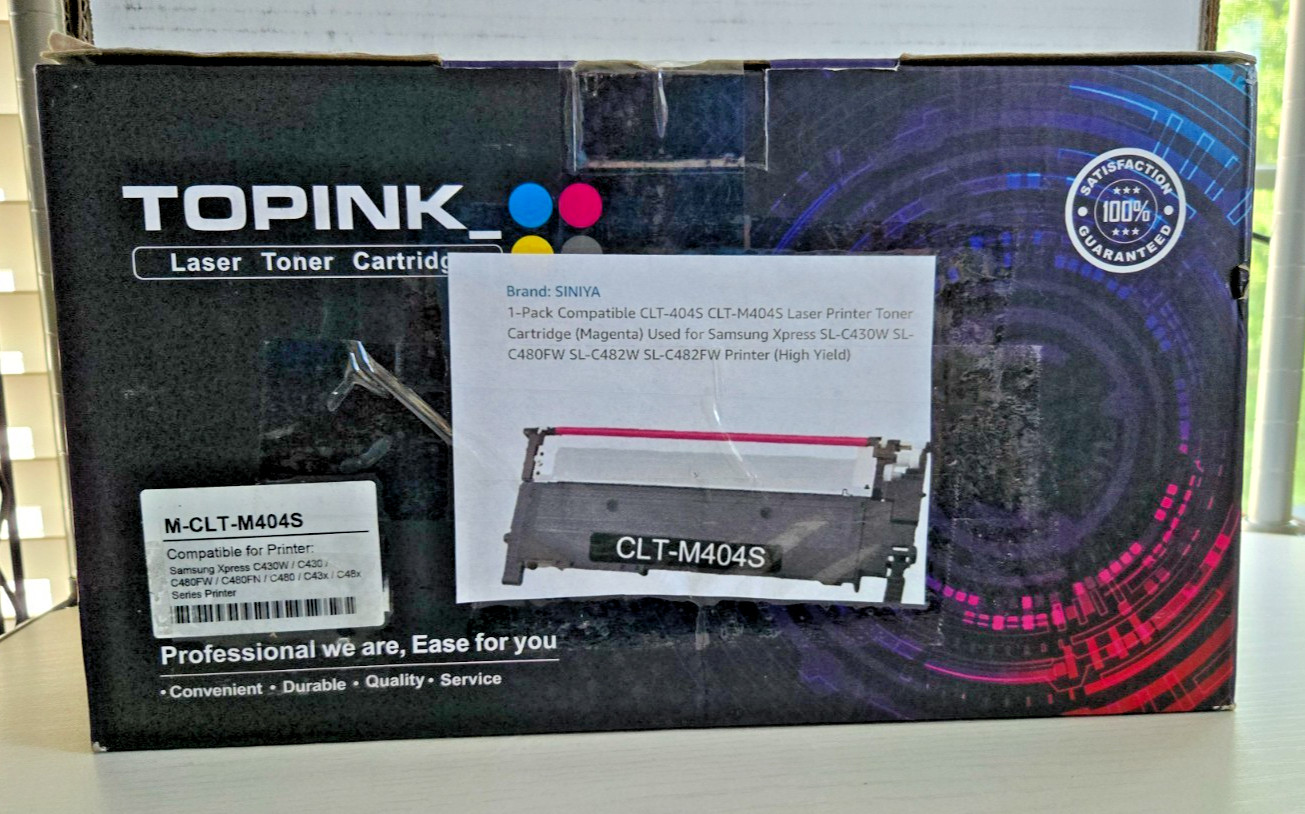 TOPINK CLT-M404S Magenta Toner Cartridge Compatible Samsung Xpress C430W C480FW 
