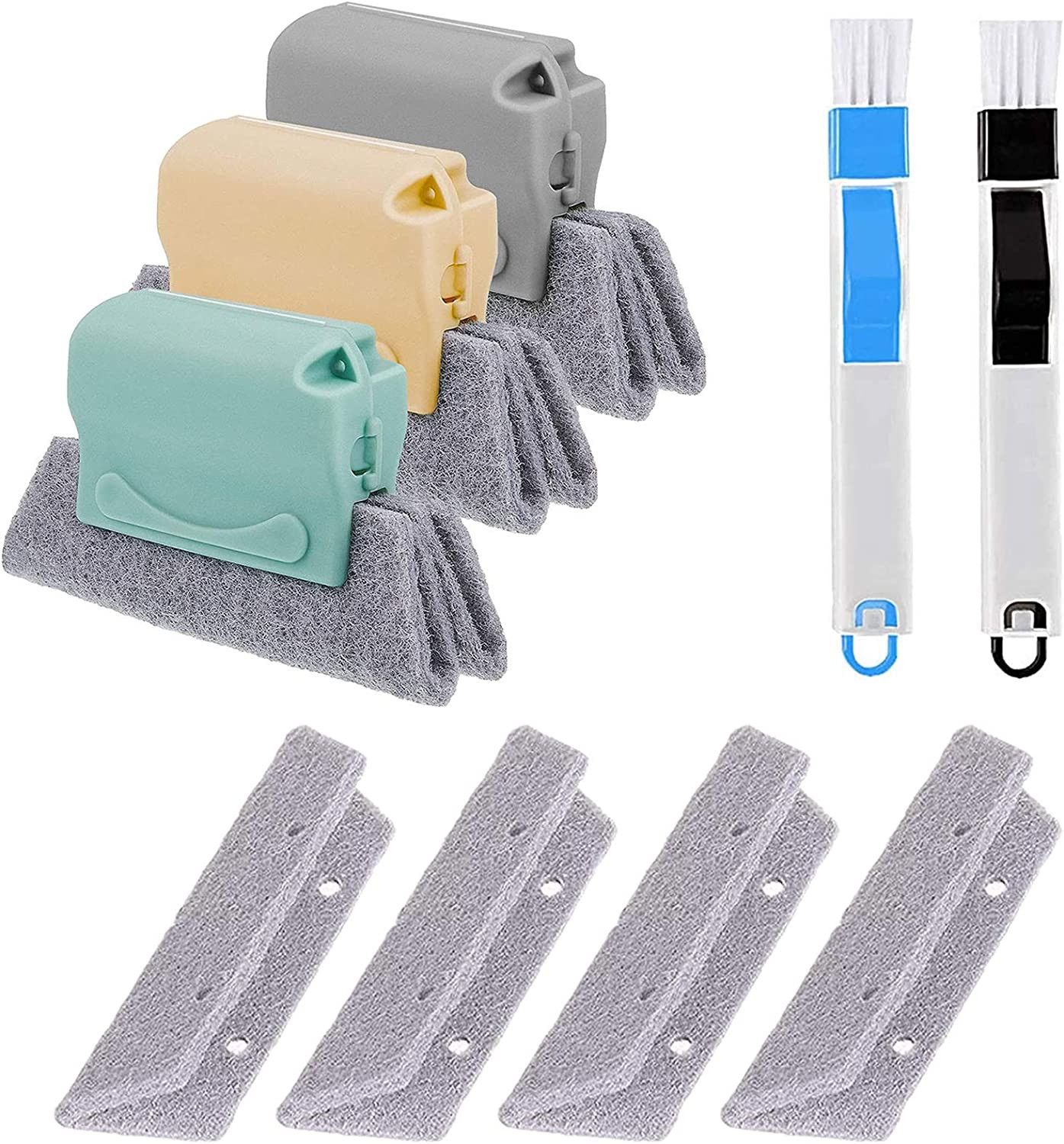 5 Pack Window Track Groove Cleaning Brush Tool Set w/ Sponges Dustpan