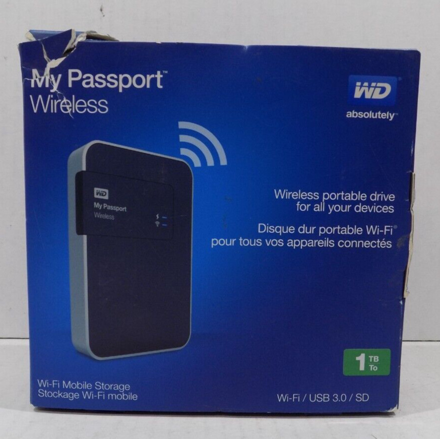 WD My Passport Wireless 1 TB Wi-Fi Mobile Storage-New In Open Box