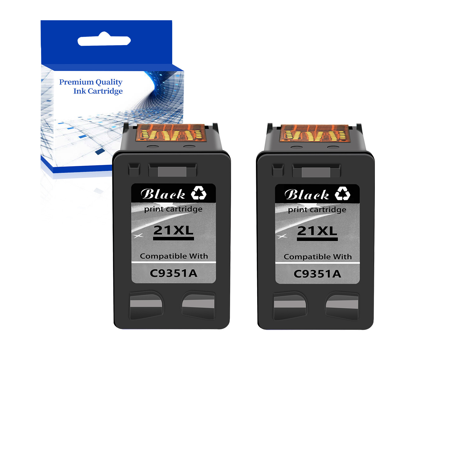 2 PK 21XL C9351A Black Ink Cartridges Compatible for HP PSC 1410 series Printer