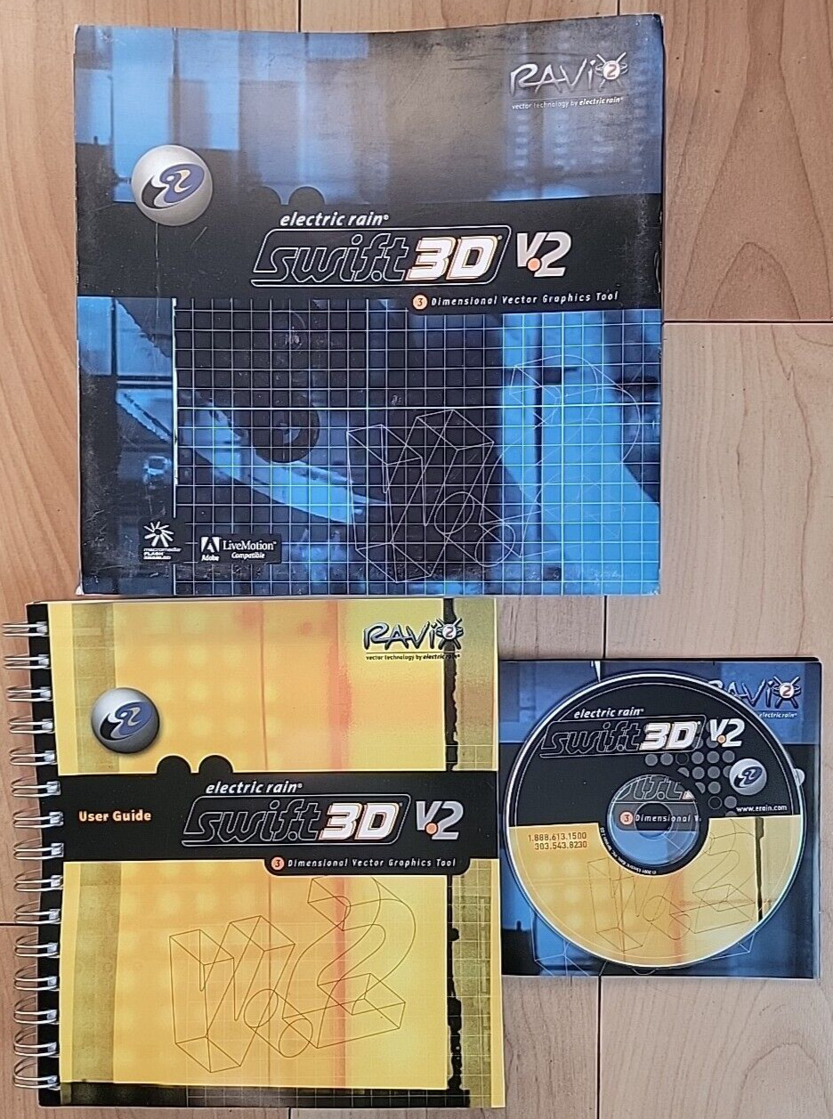 Swift 3D V2 Electric Rain RAVI Vector Graphics Tool Software Win 95/98/2000 CD -