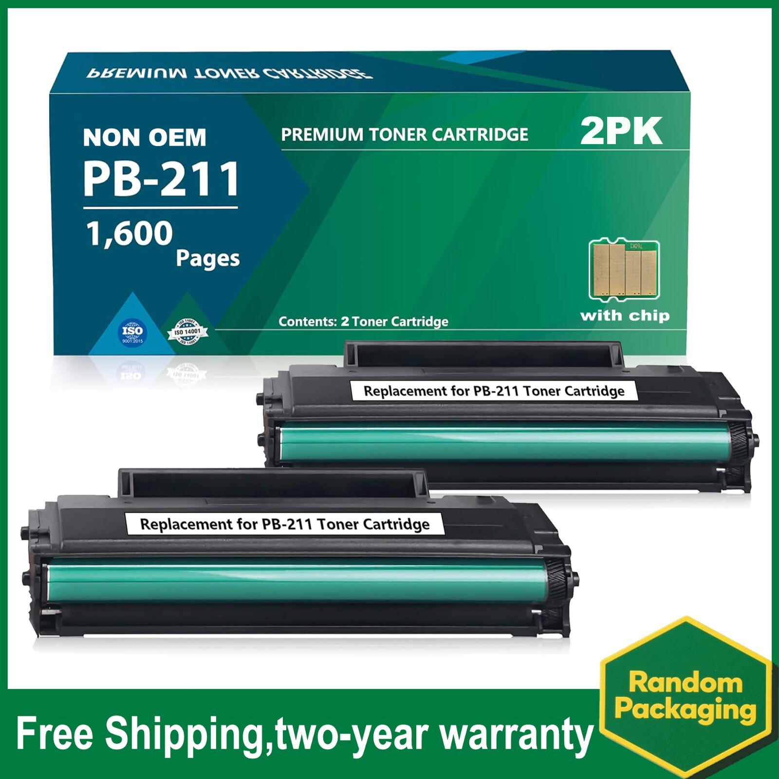 2PK PB-211 Toner With Chip For Pantum  P2500W M6550NW M6600W M6600NW