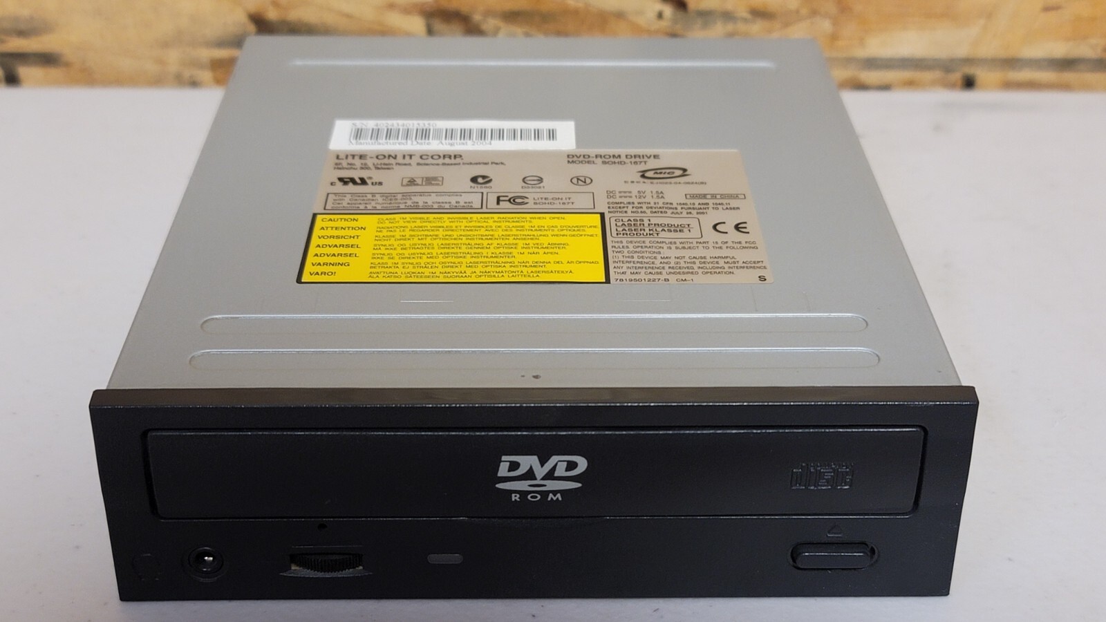 SOHD-167T LITEON HEWLETT PACKARD HP IDE CD/DVD ROM DRIVE WITH BLACK BEZEL DVD/RW