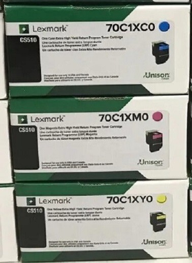 3 GENUINE LEXMARK XTRA HI-YLD TONER CARTRIDGES 701XC 701XY 701XM CS510 NO BLK