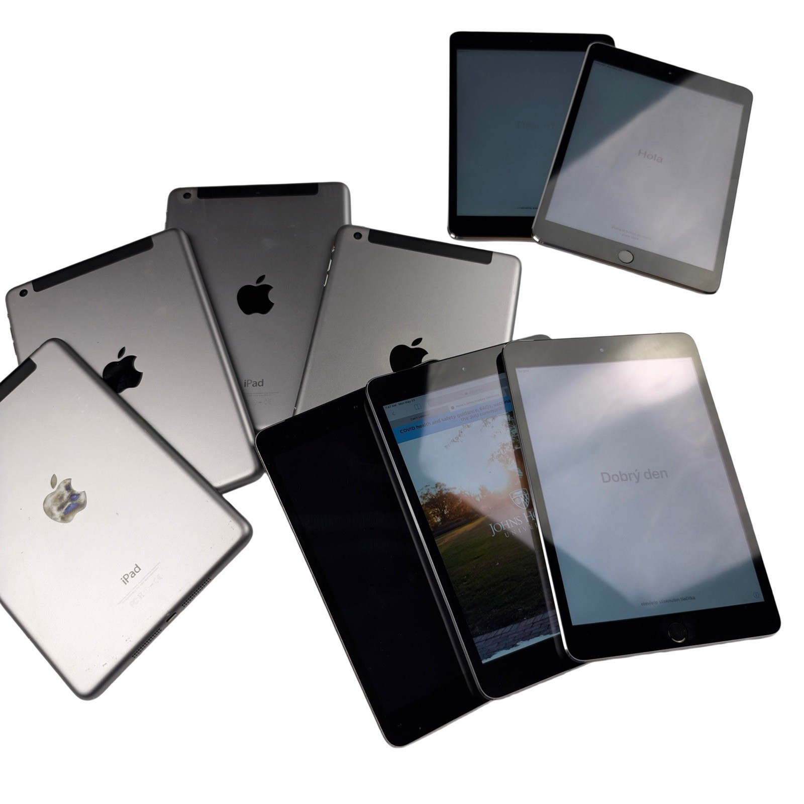 Lot of 9 Apple iPad Mini 3 7.9" Tablets - Tested & Working, Good Batteries 128GB