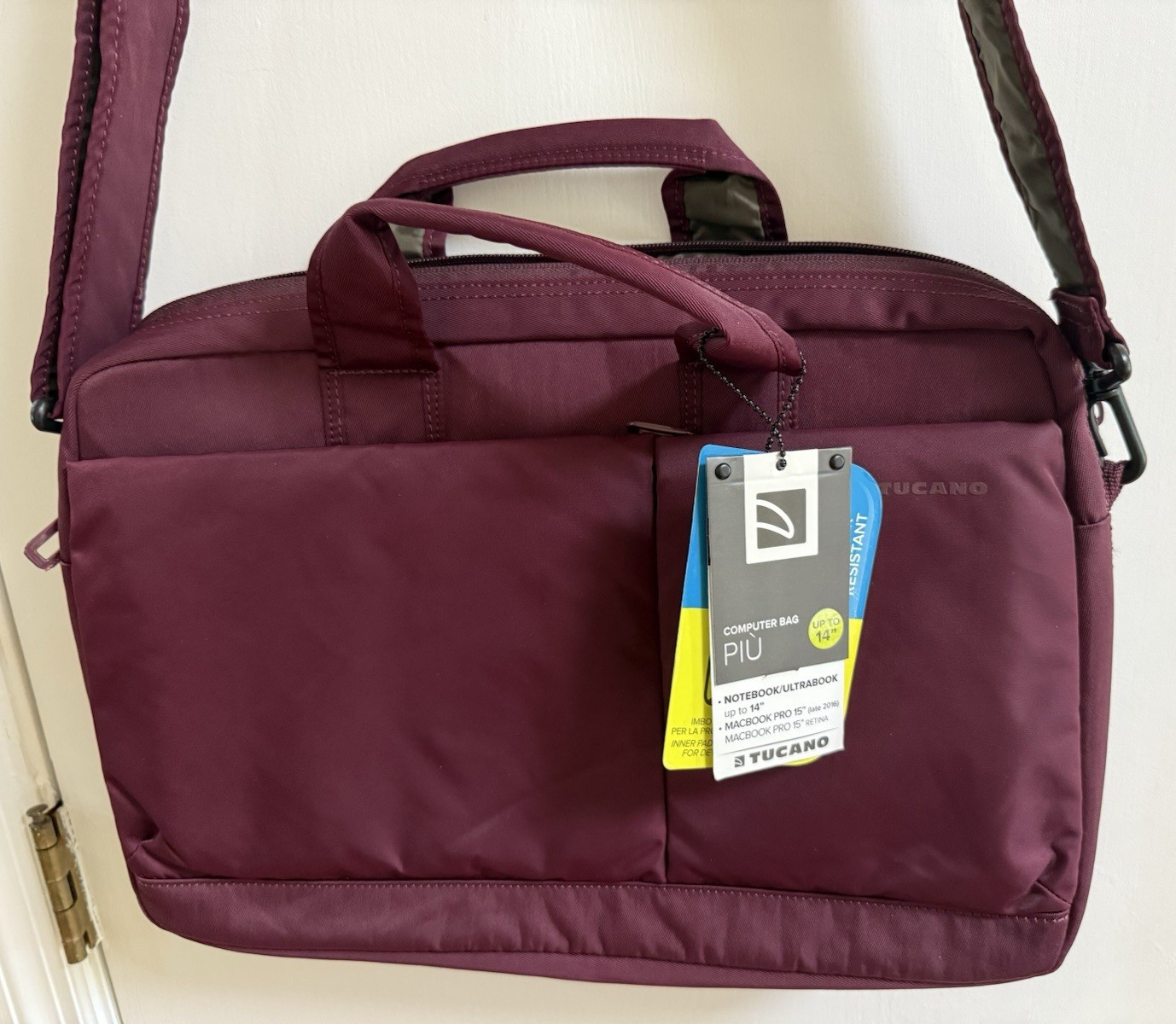 Tucano Burgundy Nylon Computer Bag PIU  for 14" Notebook 15" Macbook pro