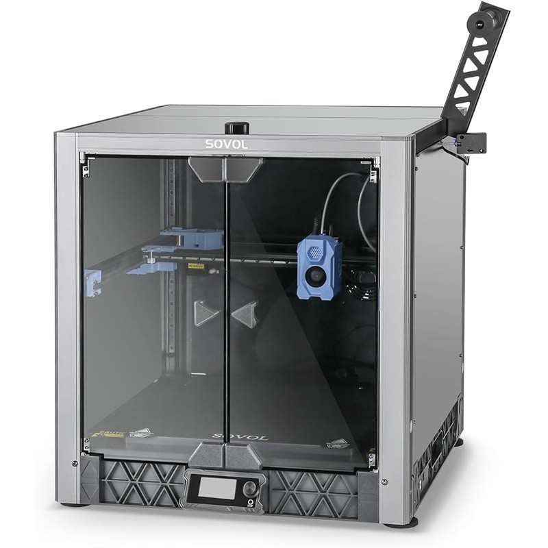 Metal and Tempered Glass Open Enclosure with Drag Chain and Filter Fan for SV08