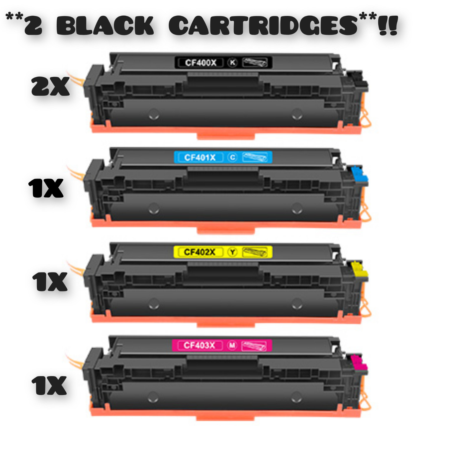 5 PACK  201X High Capacity Toner 2 BLACK 1 YELLOW 1 MAGENTA 1 CYAN New SEALED