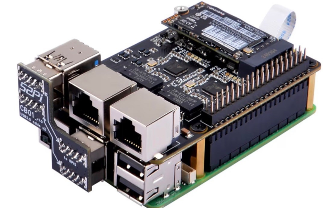 U2500 M.2 NVME Dual USB3.0 to 2.5g Ethernet for Raspberry pi 5 Adapter Board
