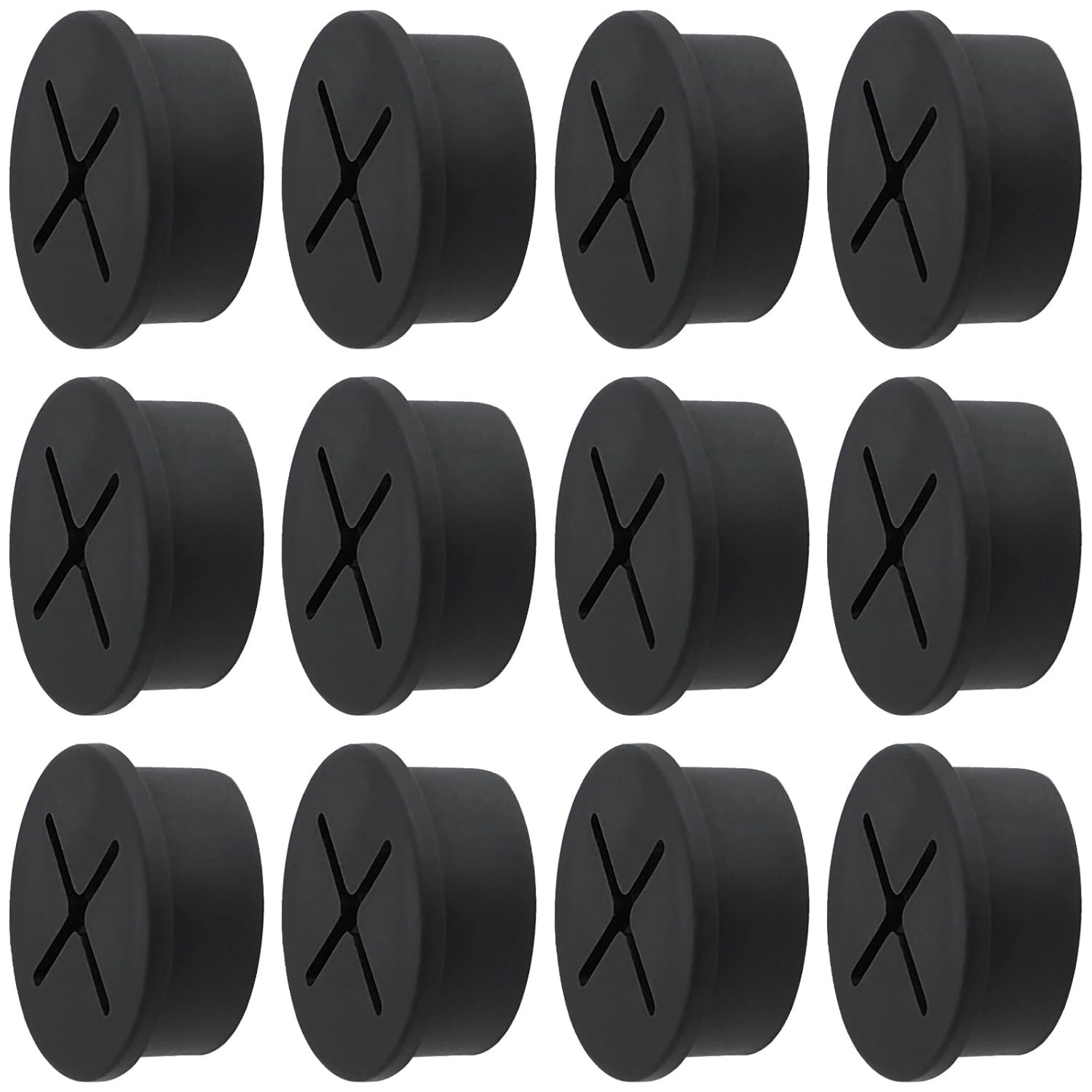 12-Pack 1-Inch Flexible Cable Grommets for Desk and Table Wire Management