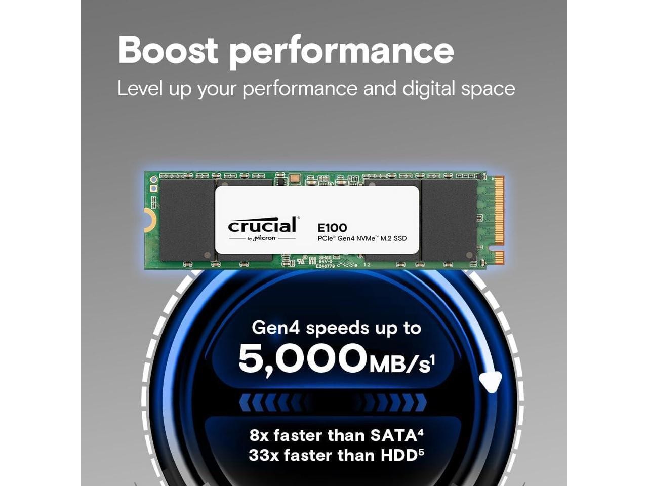 Crucial E100 2TB M.2 2280 NVMe PCI-Express 4.0 x4 PCIe Gen4 Internal SSD - Up to