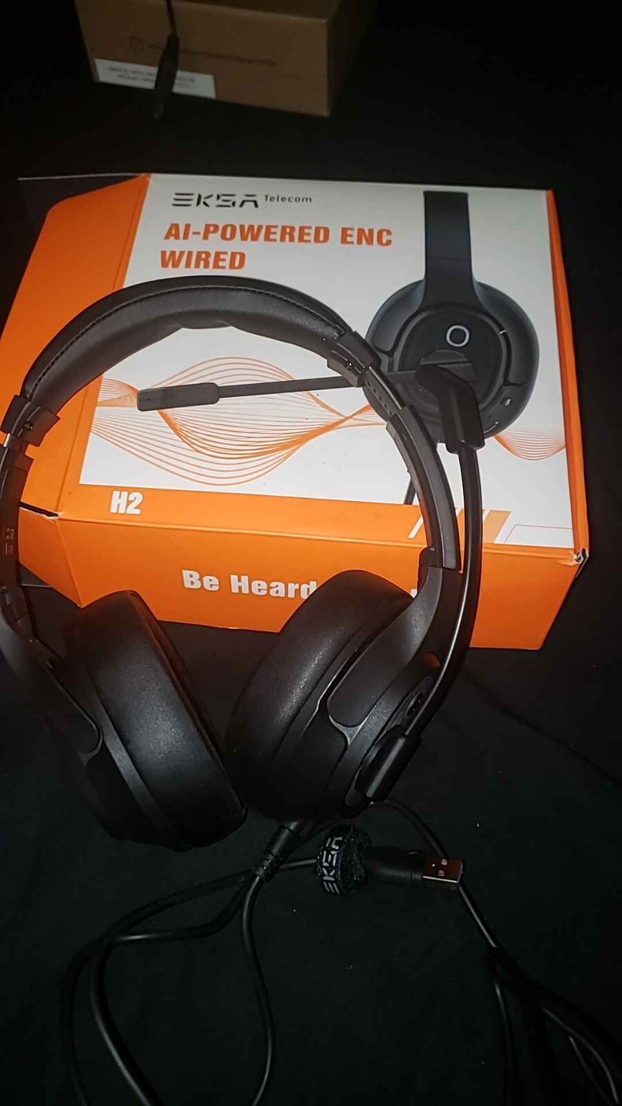 EKSA Telecom H2 USB Headset with Microphone, Environmental Noise Cancellation.