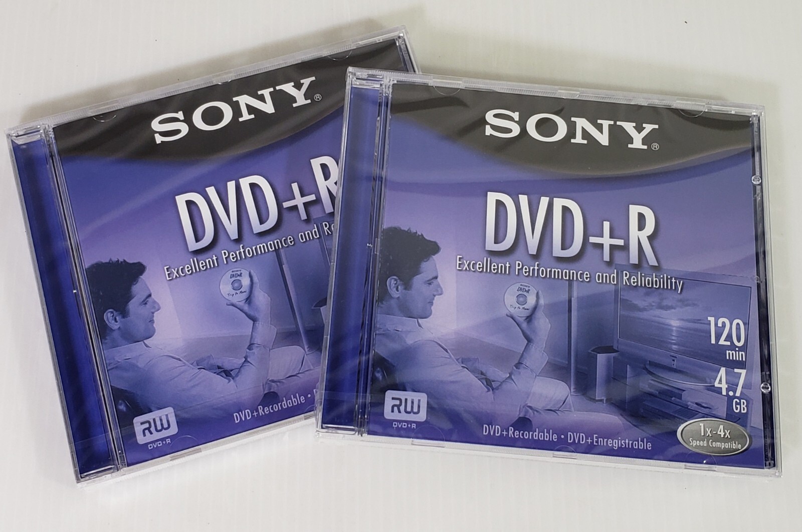 2 Sony DVD+R Recordable Disc 120min, Lot of 2, New Sealed