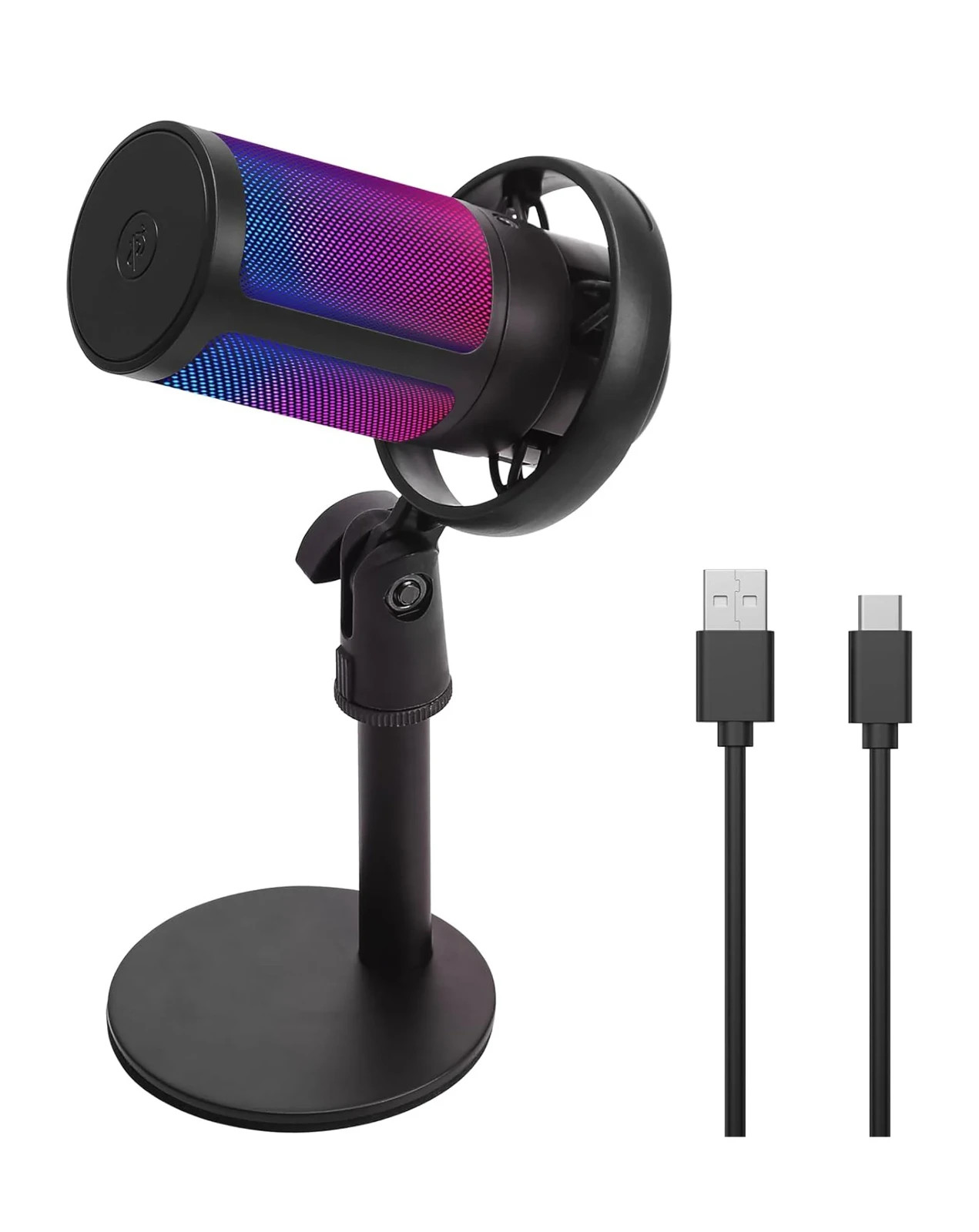 Microfono USB Wired RGB Desktop Computer Microphone/