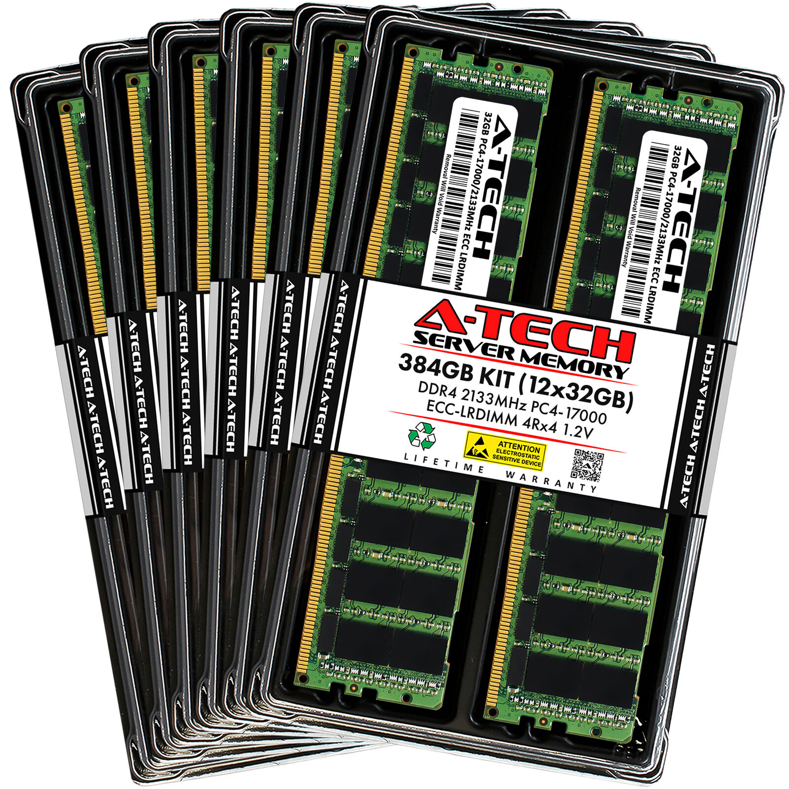 A-Tech 384GB 12x 32GB 4Rx4 PC4-17000L DDR4 2133 MHz ECC LRDIMM Server Memory RAM