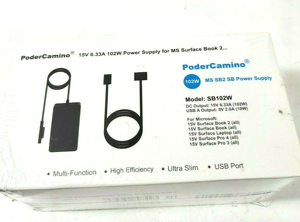 PoderCamino 15v 6.33a 102w Power Supply Book, Surface Laptop, Surface Pro USB