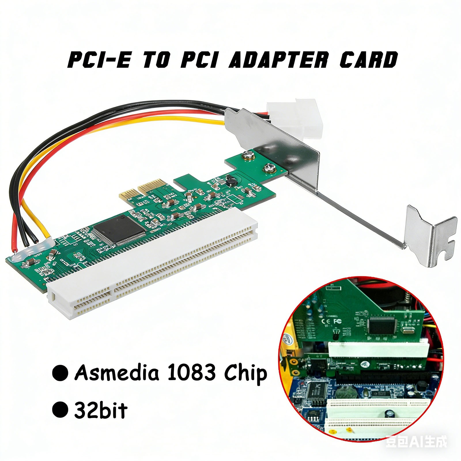 PCI-e PCI Express to PCI Adapter Card Riser Extender Converter 32bit Asmedia1083