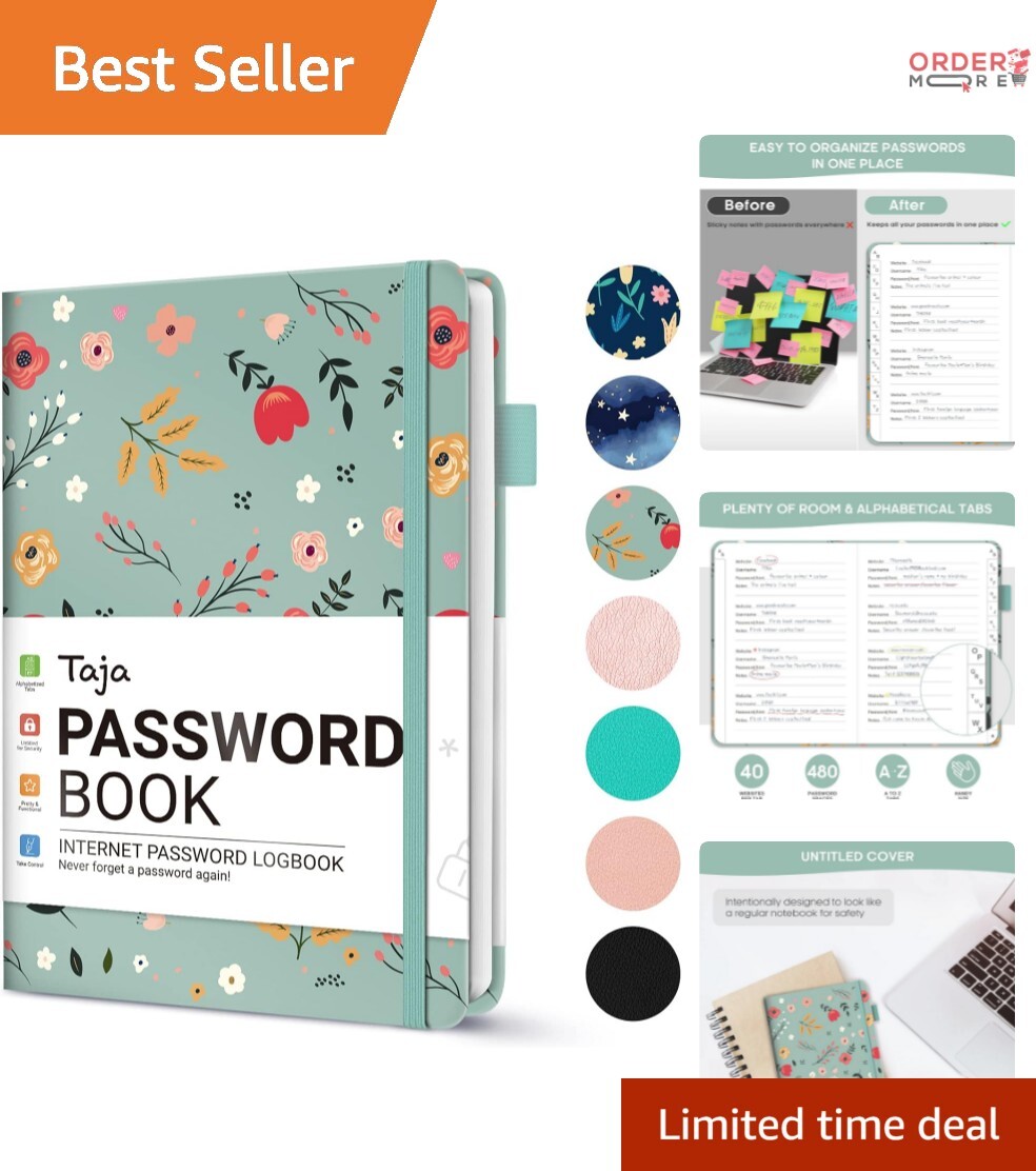 Compact Password Logbook for Seniors – Organize 480 Passwords Effortlessly