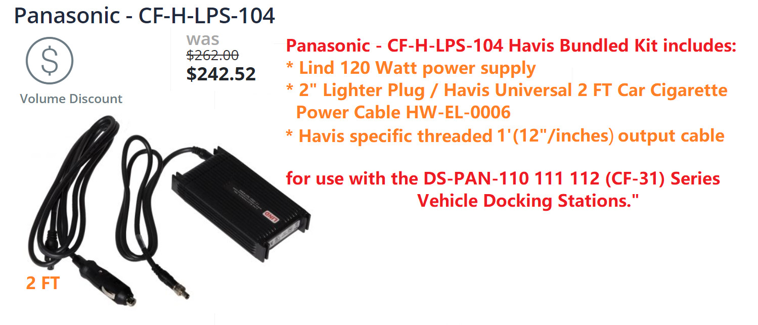 (1x) 99+% HAVIS LIND LPS-104 Power Adapter 120W PANASONIC Toughbook CF-H-LPS-104