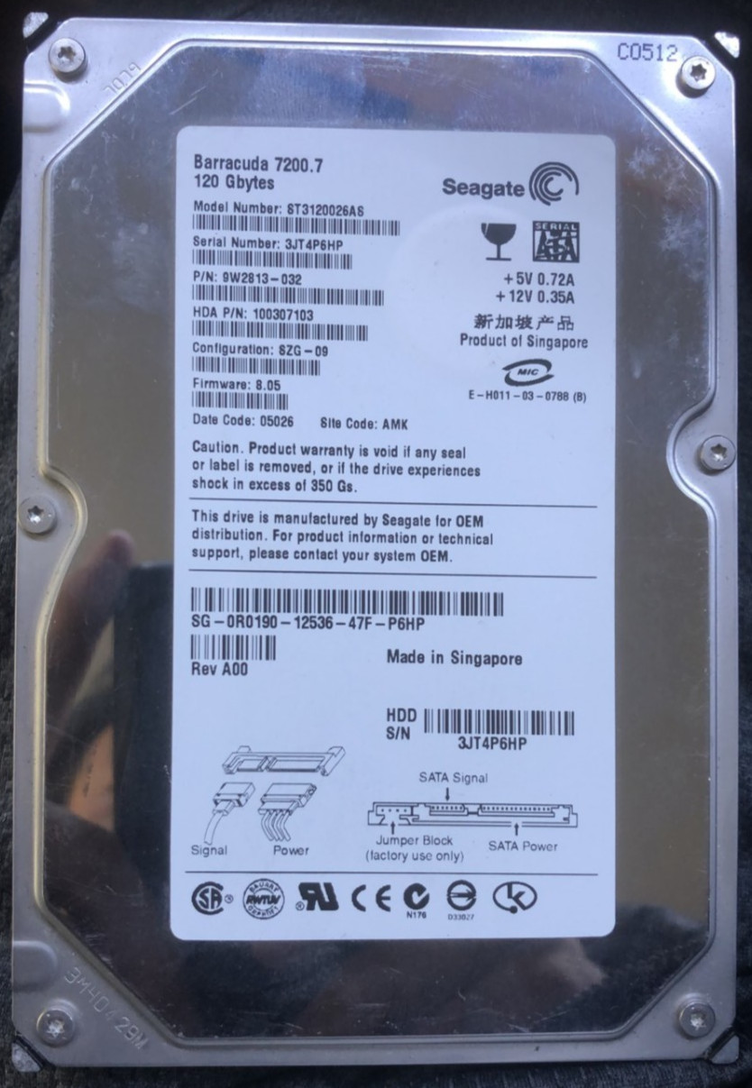 Seagate Barracuda 7200.7 ST3120026AS 120GB SATA Hard Drive 3.5 tested good wiped