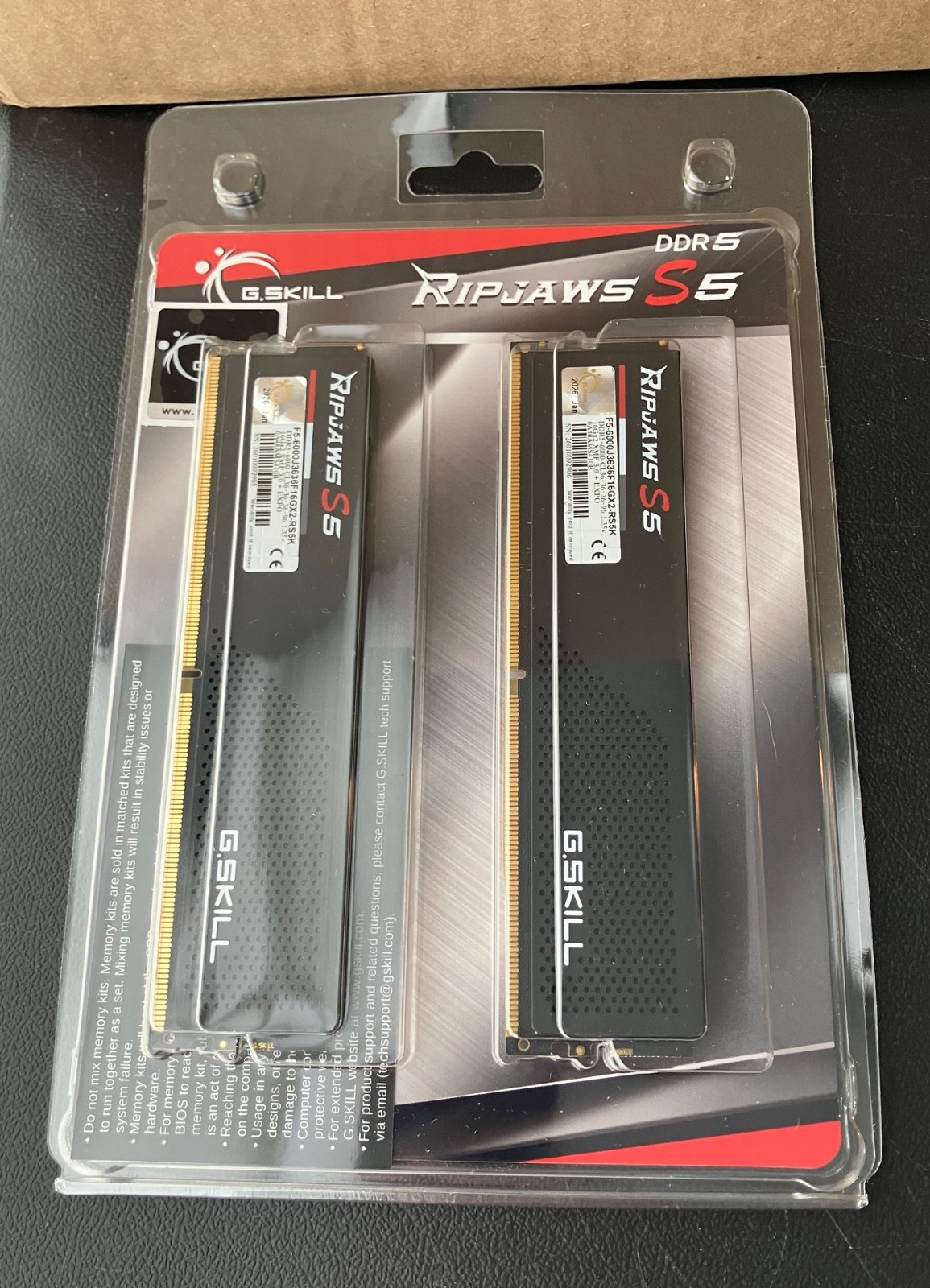 G.Skill Ripjaws S5 32GB 2x16GB DDR5 6000 CL36 Intel AMD Desktop Memory