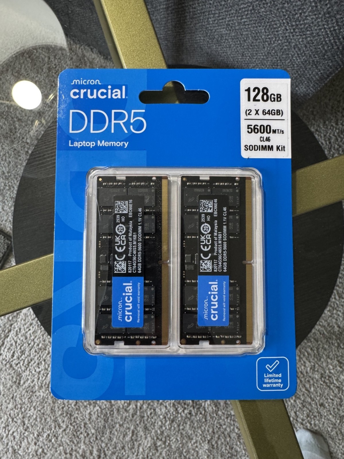 Crucial DDR5 128GB 2x64GB 5600 CL46 SODIMM CT2K64G56C46S5 ram memory