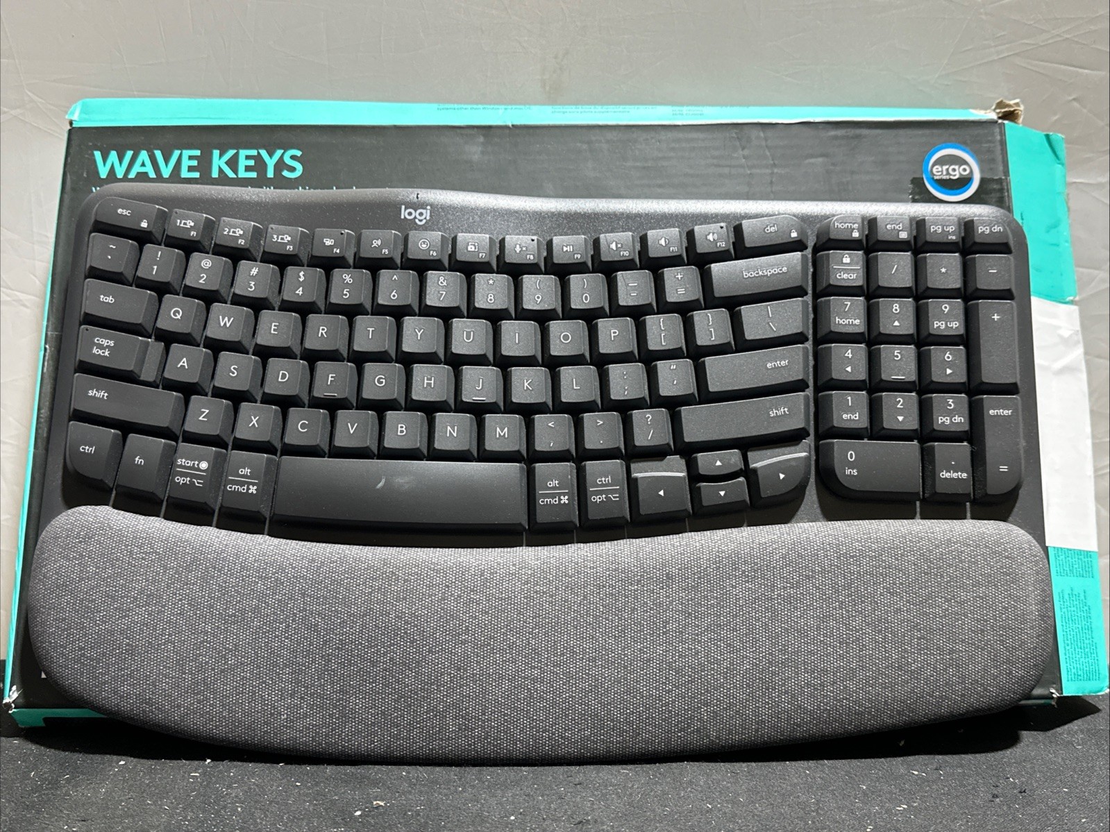 Logitech Wave Keys Wireless Ergonomic Keyboard Bluetooth Logi Bolt Graphite Blk
