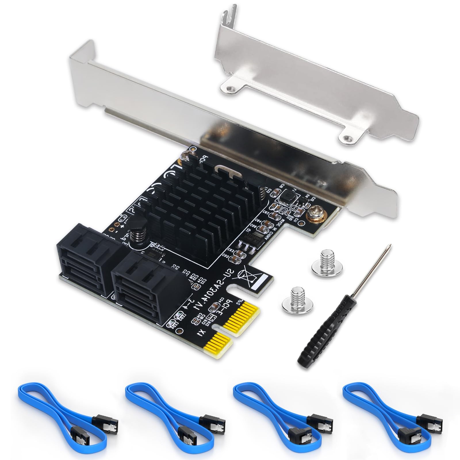 PCIe SATA Card 4 Port Expansion 6Gbps SATA 3.0 Controller Adapter with Cables
