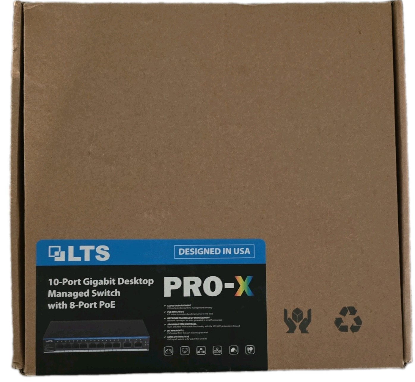 LTS PRO-X XCPOE-SW802G 10-Port Gigabit Managed Desktop Switch, 8-Port PoE