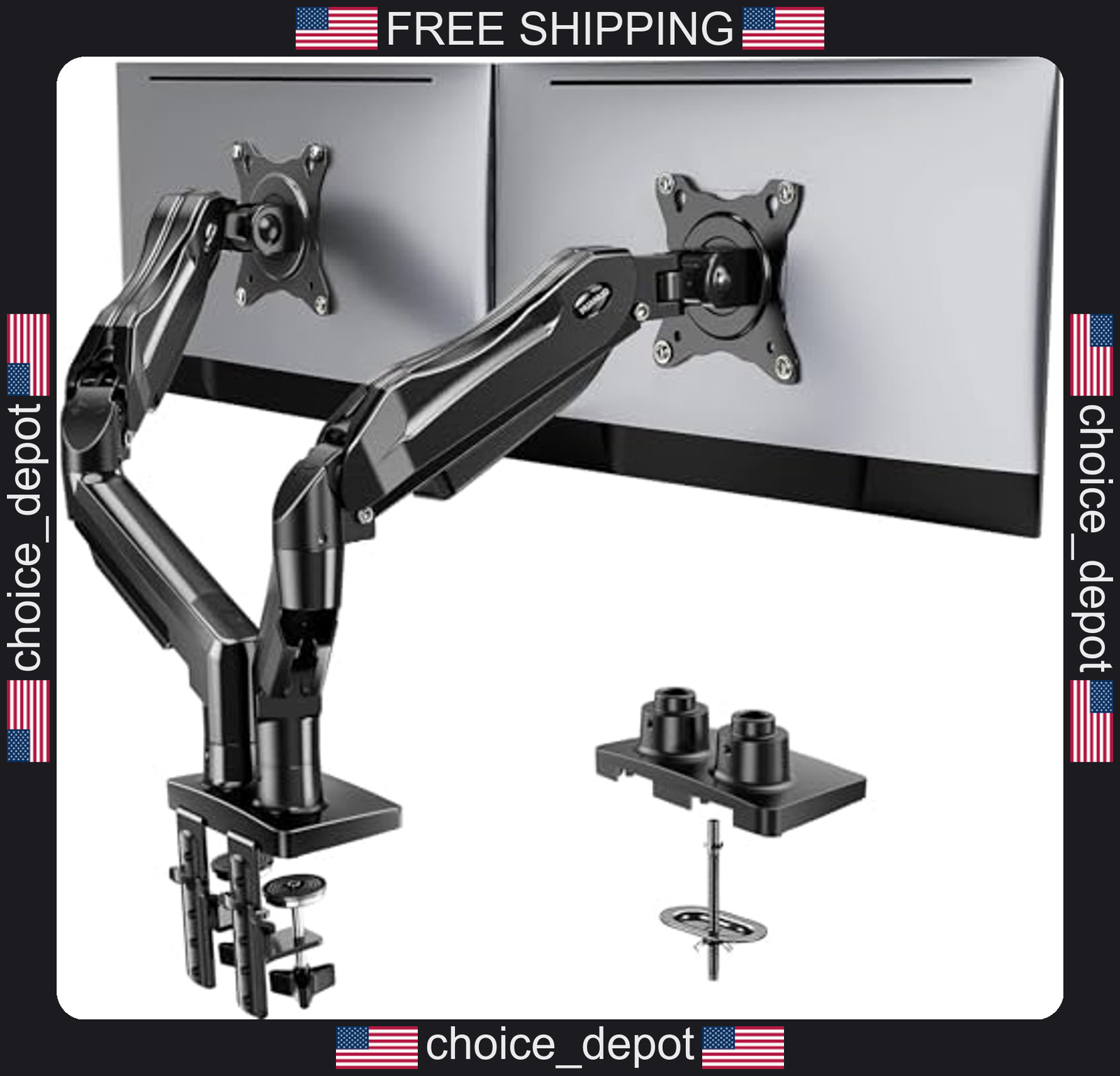 Hanuo FlowLift Dual Monitor Stand Fully Adjustable 13-32 inch VESA Mount